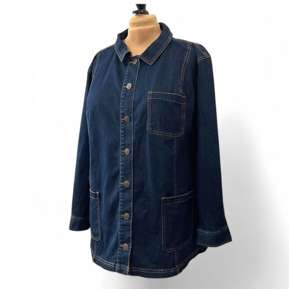 CATHERINES Women's Plus Size Blue Stretch Denim Jacket SIZE 4X - Picture 1 of 8